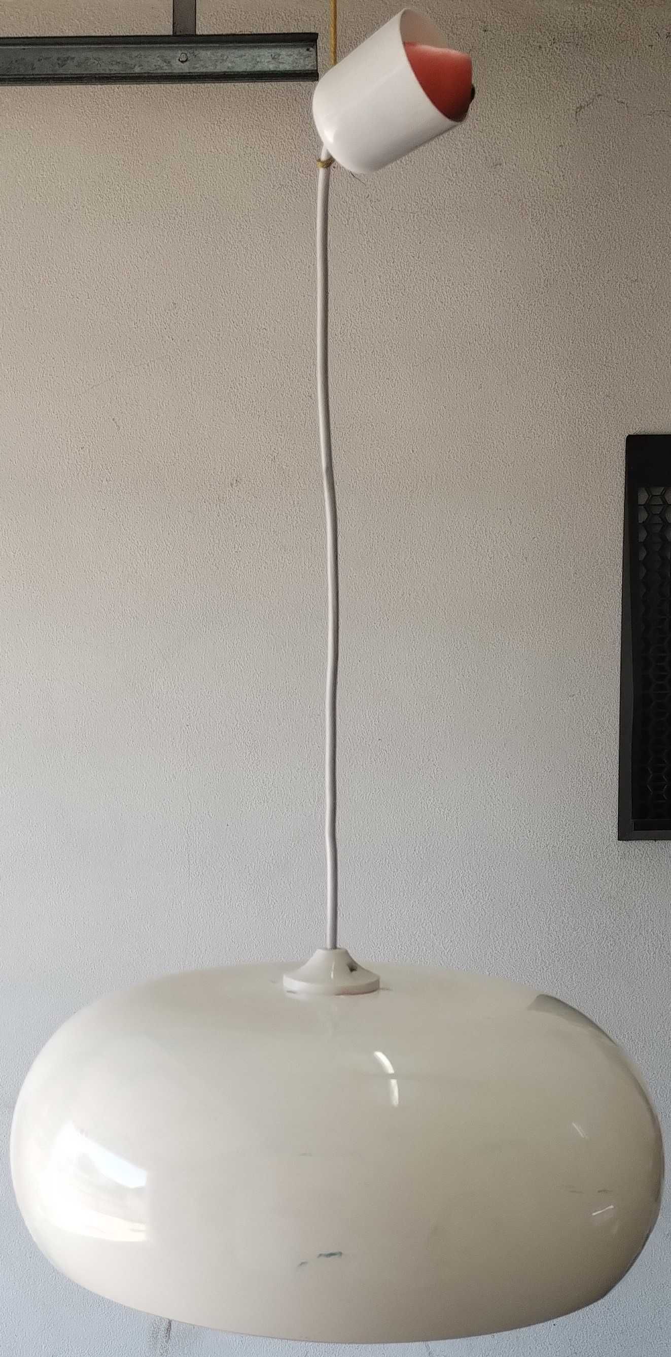 Candeeiro Tecto Antigo Grande Branco Abajour