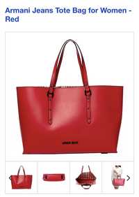 Armani Jeans Shopper tote bag czerwona malinowa