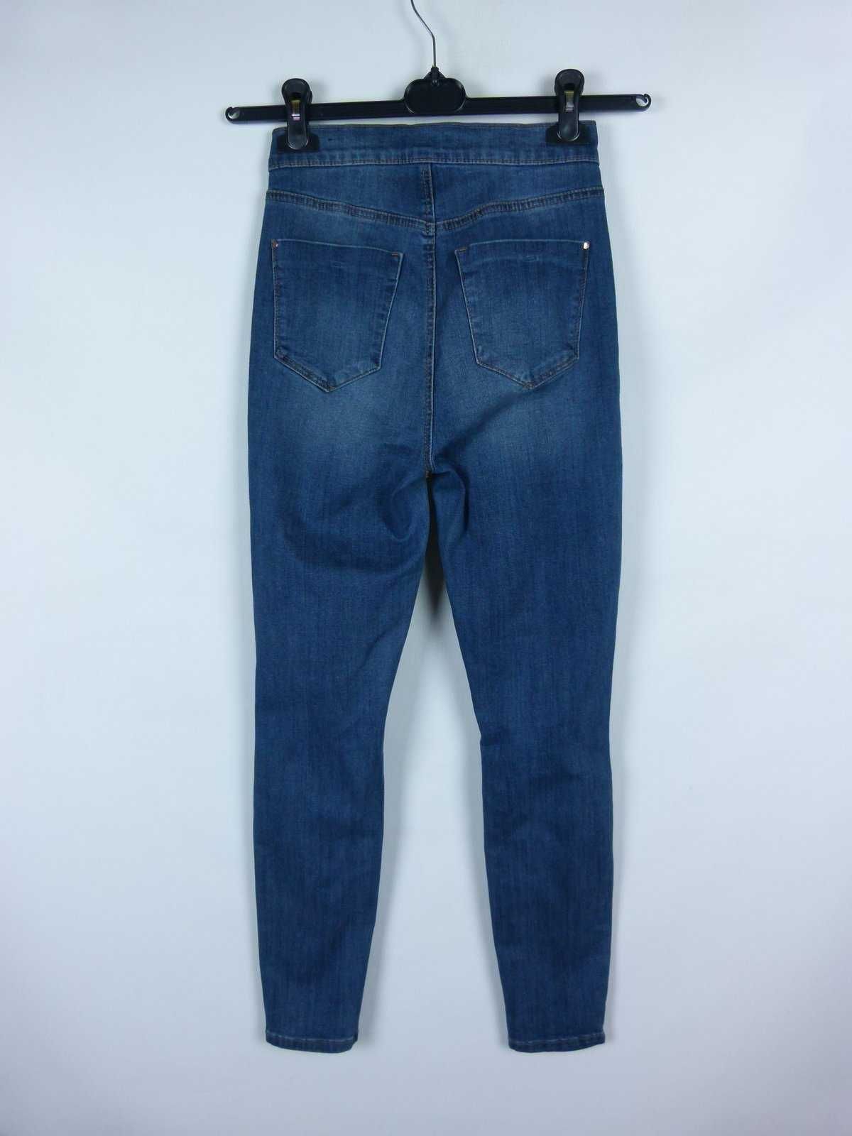 Spodnie jeans wysoki stan przetarcia - XXS / XS