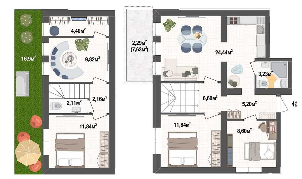 Знижки для військових! Трикімнатна 92.53м² з двориком в Києві