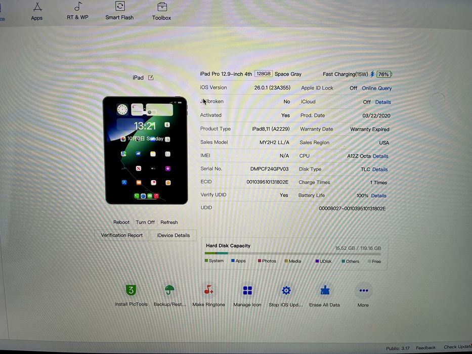 iPad Pro 12.9 (4-Gen) 128 GB 100% акум ІДЕАЛ як НОВИЙ 1 цикл зарядки