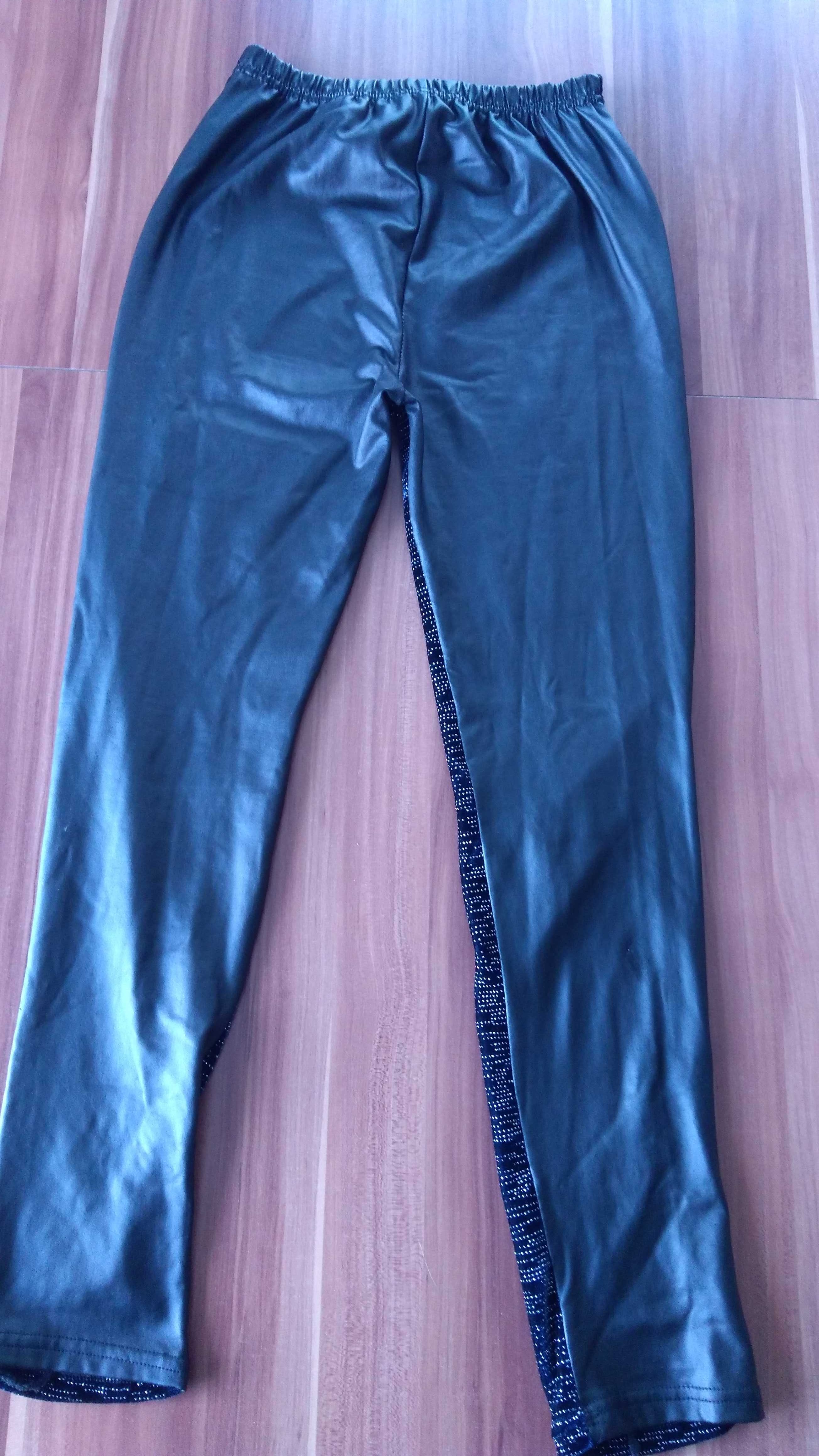 Śliczne granatowo -czarne legginsy rozmiar 164 dla dziewczynki