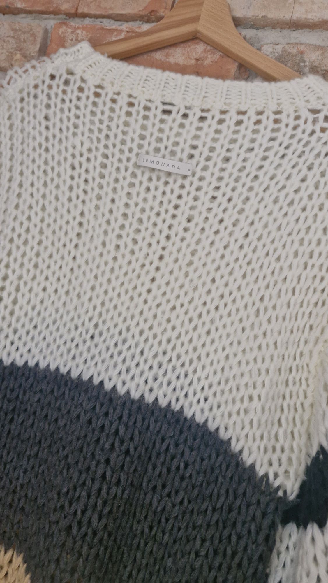 Sweter pleciony Lemonada w pasy gruby ciepły mięsisty