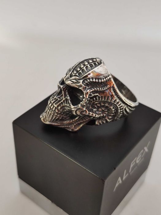 Кольцо череп серебро