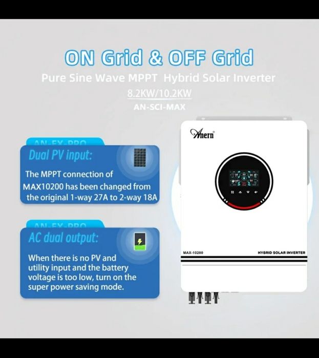 Наявність.Інвертор 10.2кВт 48V ANERN