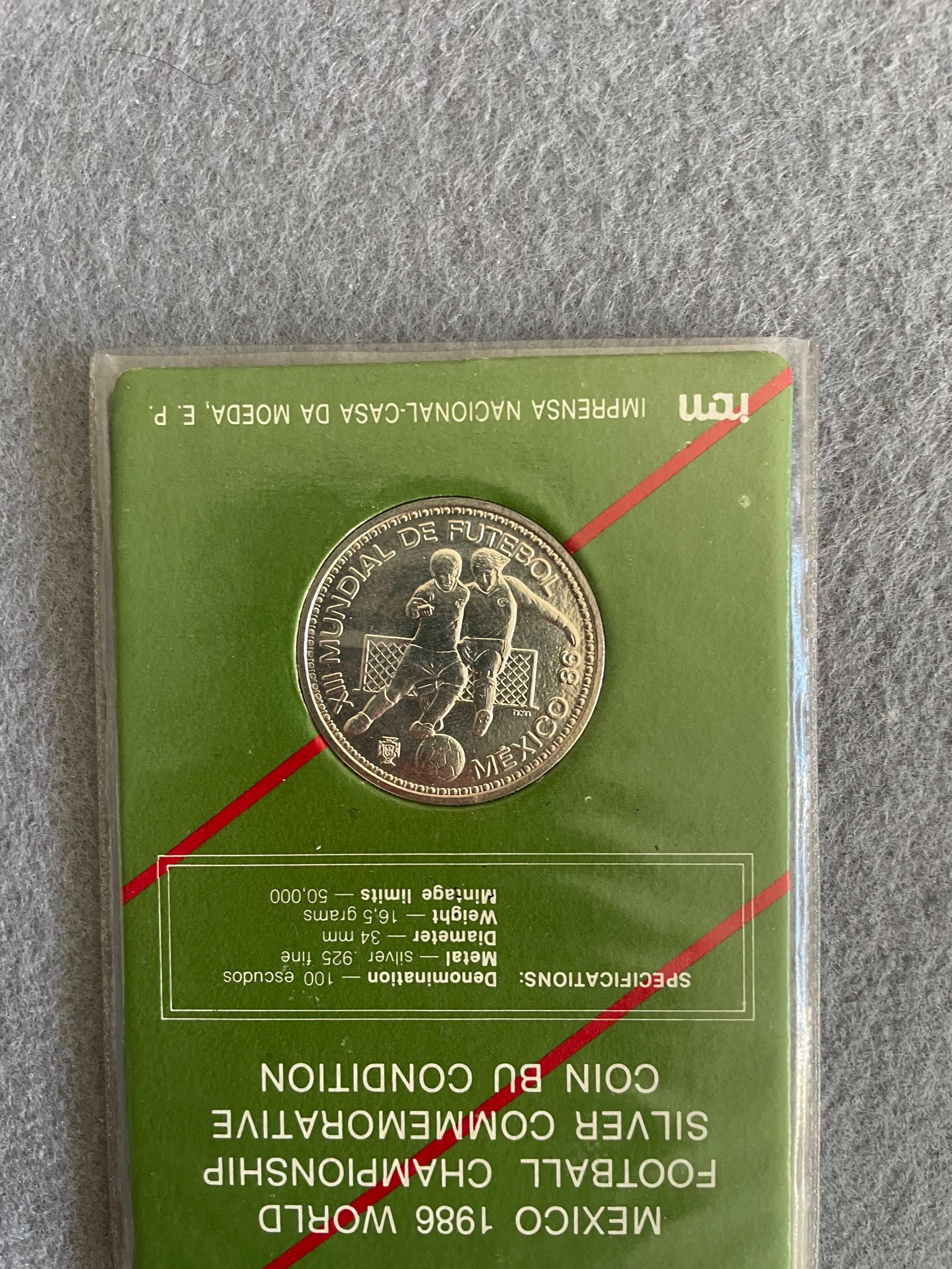Moeda BNC Prata 925 – 100 Escudos – Mundial de Futebol México 1986