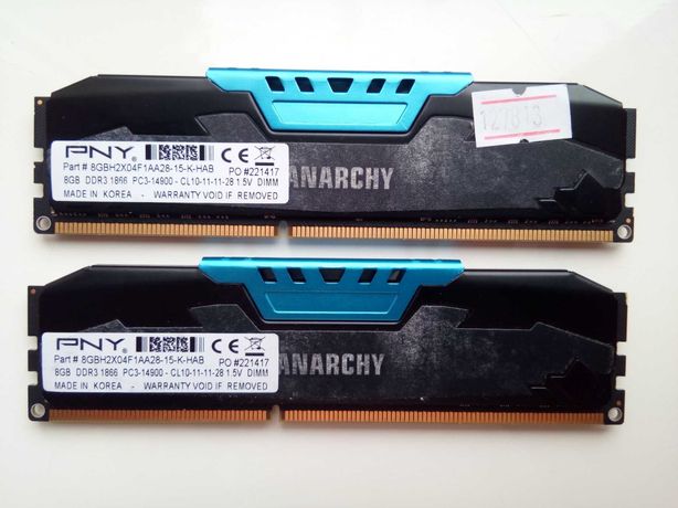 Память для ПК PNY DDR3 2 x 8Gb 16Gb PC3-14900 1866Mhz 1.5V