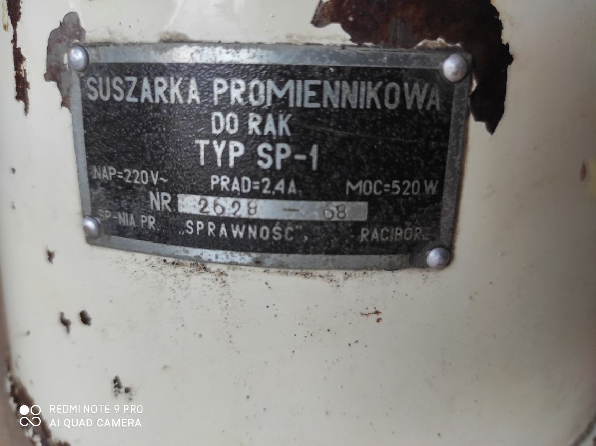 Suszarka promiennikowa do rąk TYP SP-1