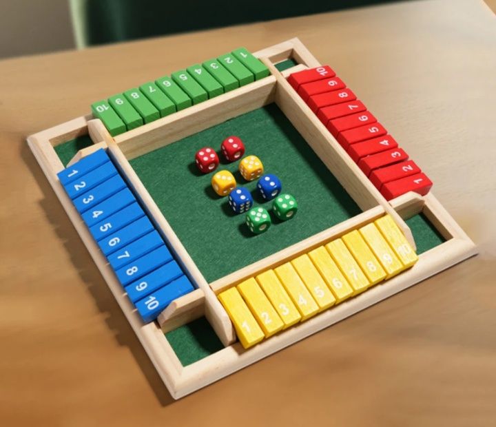 Игра Закрой коробку / Shut the box, популярная игра из дерева, цифры