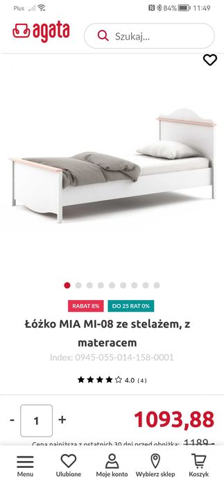 Łóżko dziecięce z materacem bonellowym Agata