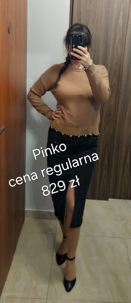 Beżowy sweter Pinko z kaszmirem
