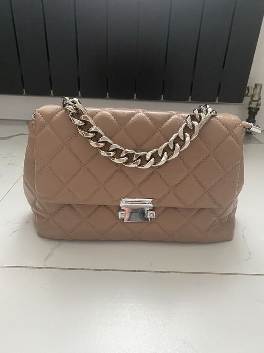 Сумка кожаная новая бежевая