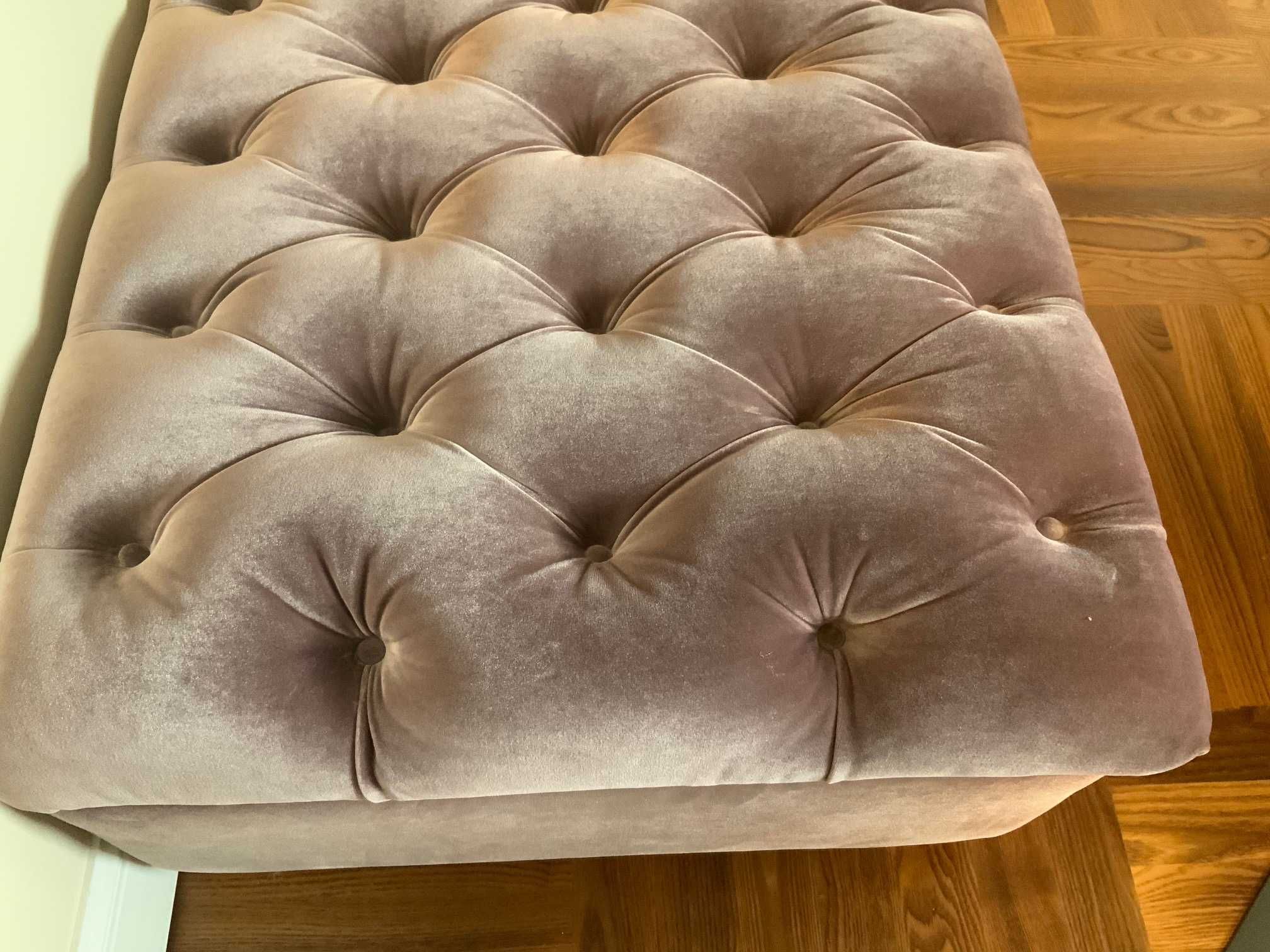 Pufa ławka sofa pikowana otwierana z pojemnikiem, glamour