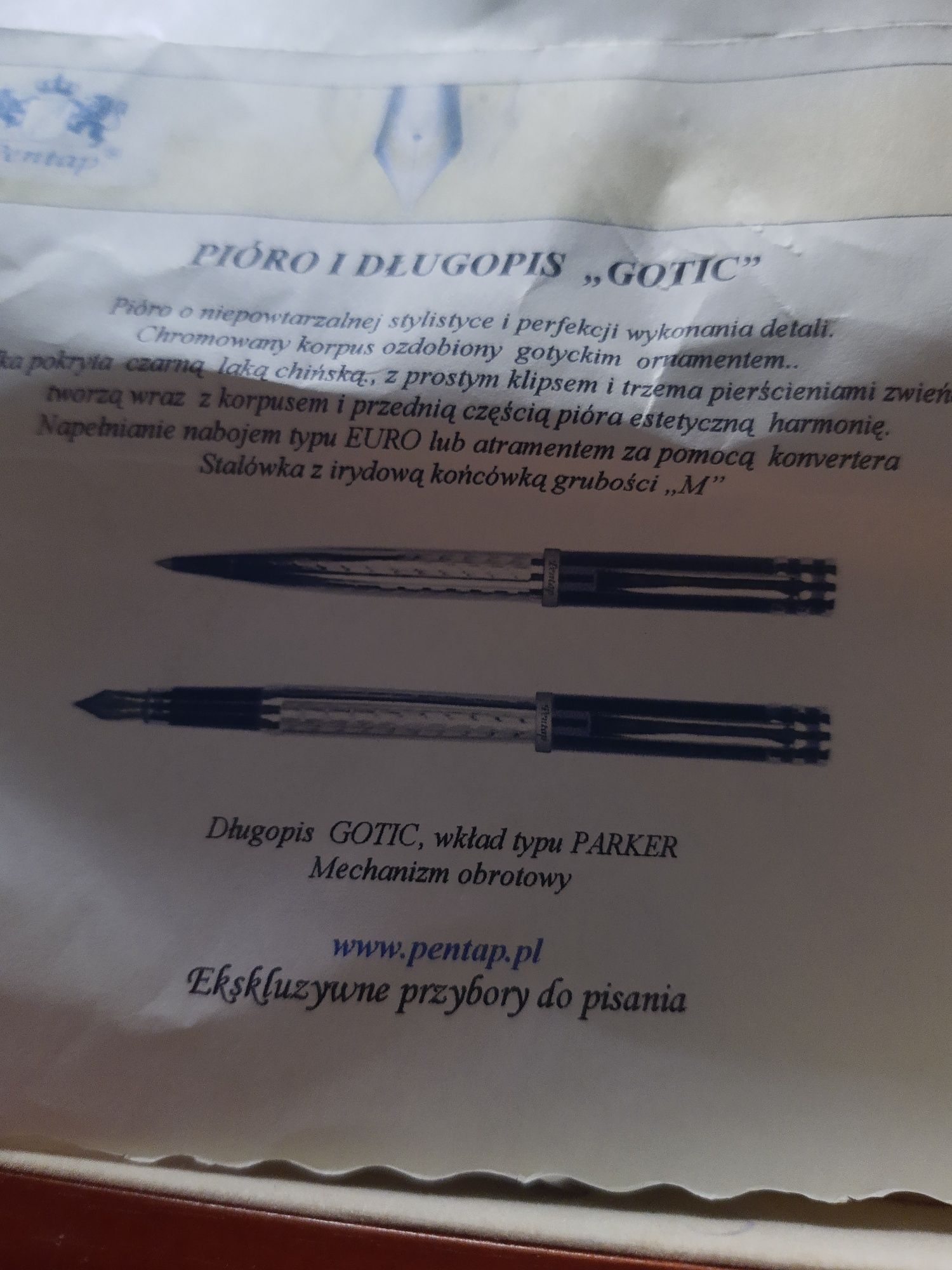 Pióro i długopis gotic Parker