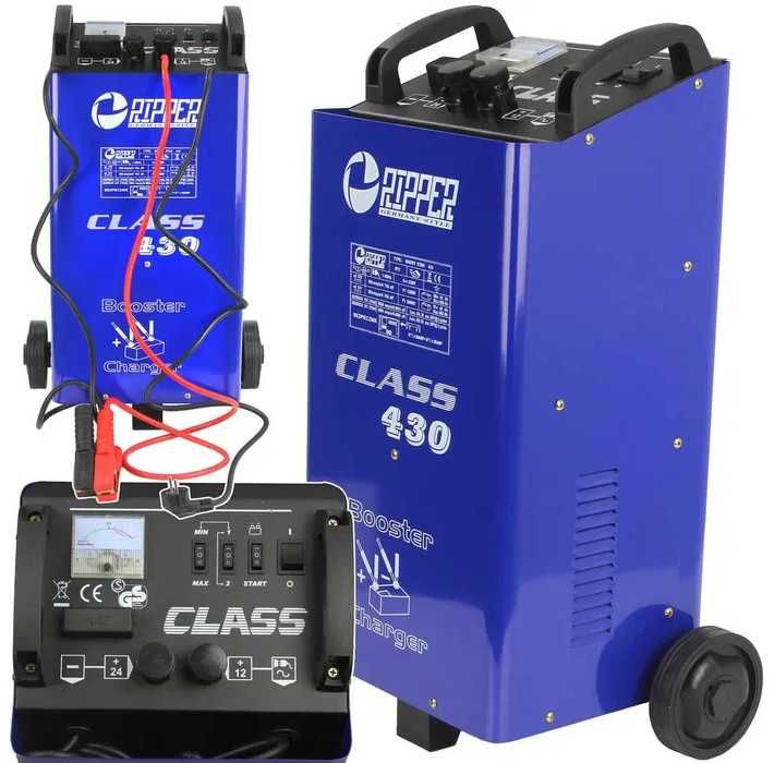 RIPPER Prostownik z rozruchem LCD 12/24V 40-400Ah CLASS430 kable