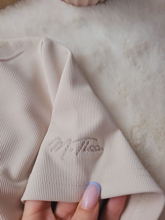 Komplet prążek beż Mtissu xs-s leginsy i  bluzka