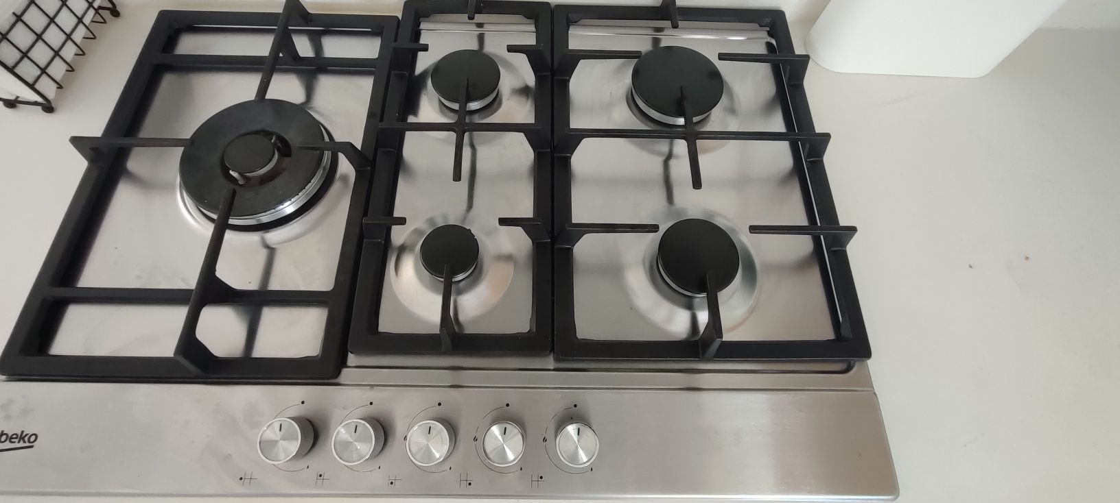 Placa gás encastre 75 cm de 5 zonas com 1 wok