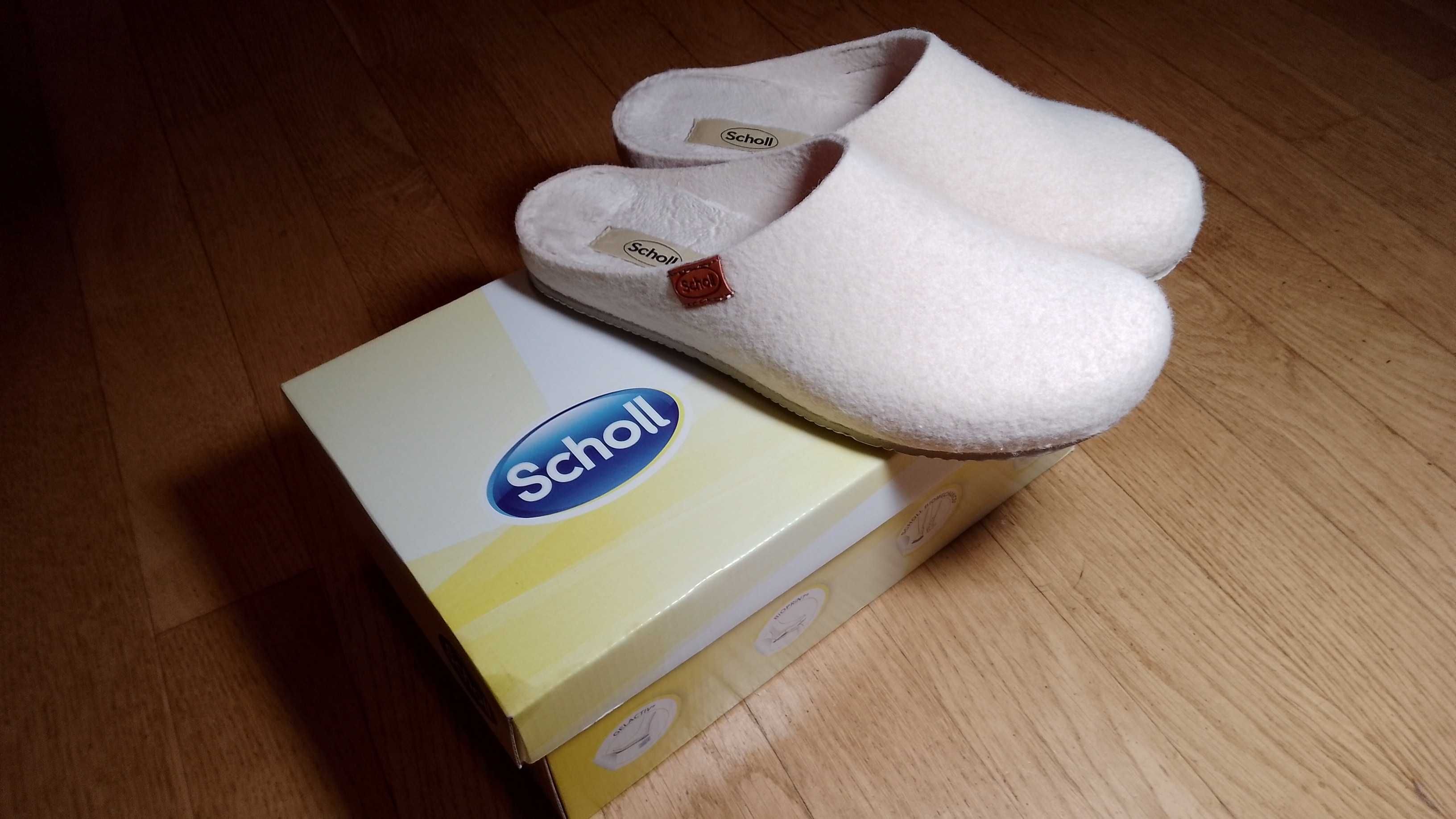 SCHOLL pantofle kapcie 38 Feniss beż bioprint klapki filcowe eko