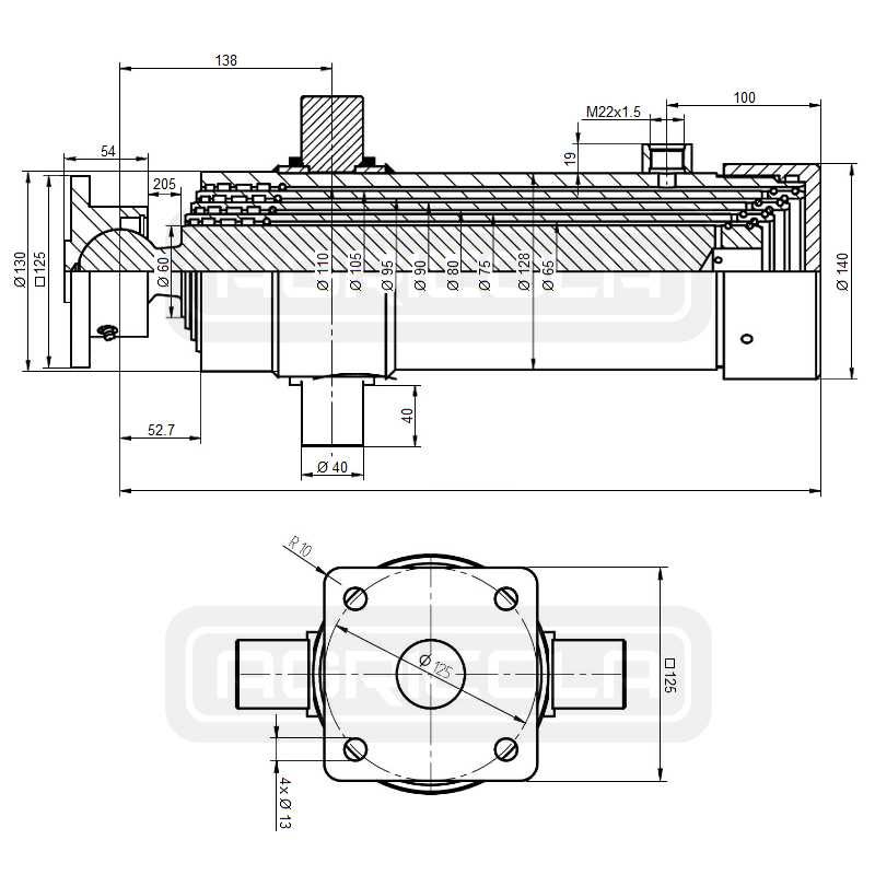 Cylinder siłownik przyczepy d47 t-654 t-169 t-655