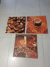 Obrazy 3 sztuki z motywem kawy