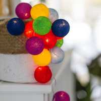 Тайская чудо гирлянда из ниточных шариков-фонариков от батареек декор