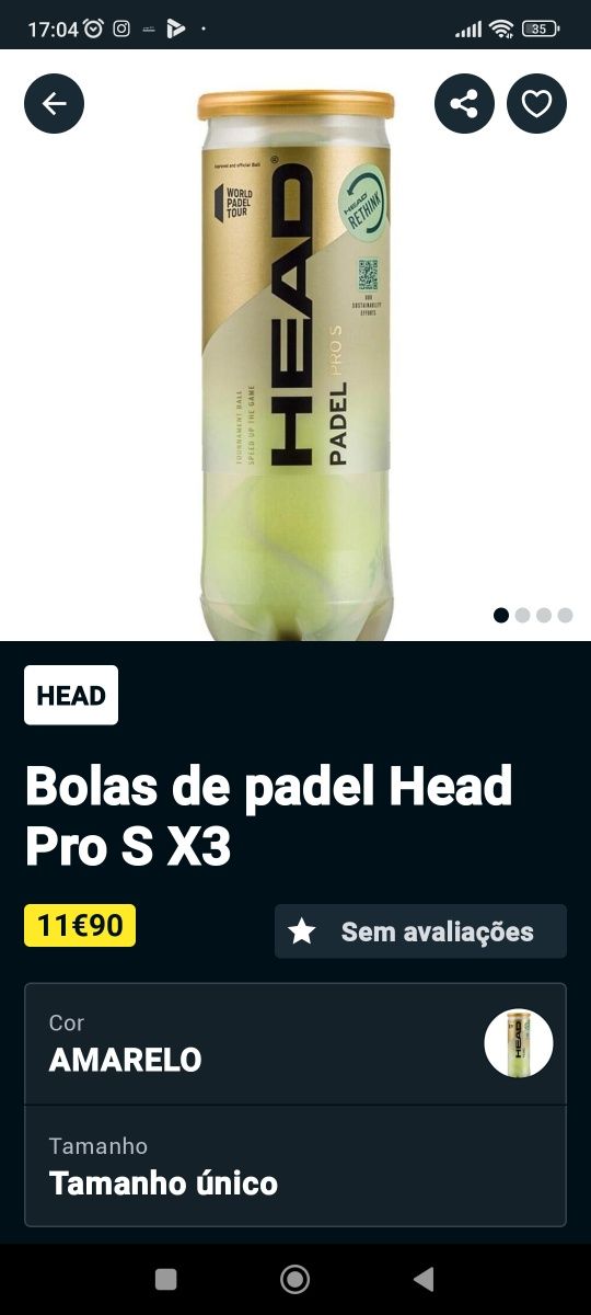 Bolas Head Padel Pro S oferta de t-shirt na compra de 3 ver descrição