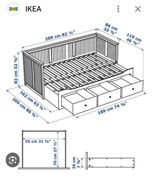 Łóżko ikea hemnes z dwoma materacami