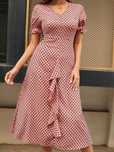 Sukienka Letnia Boho Midi W Geometryczny Wzór Z Falbanką Casual S 36
