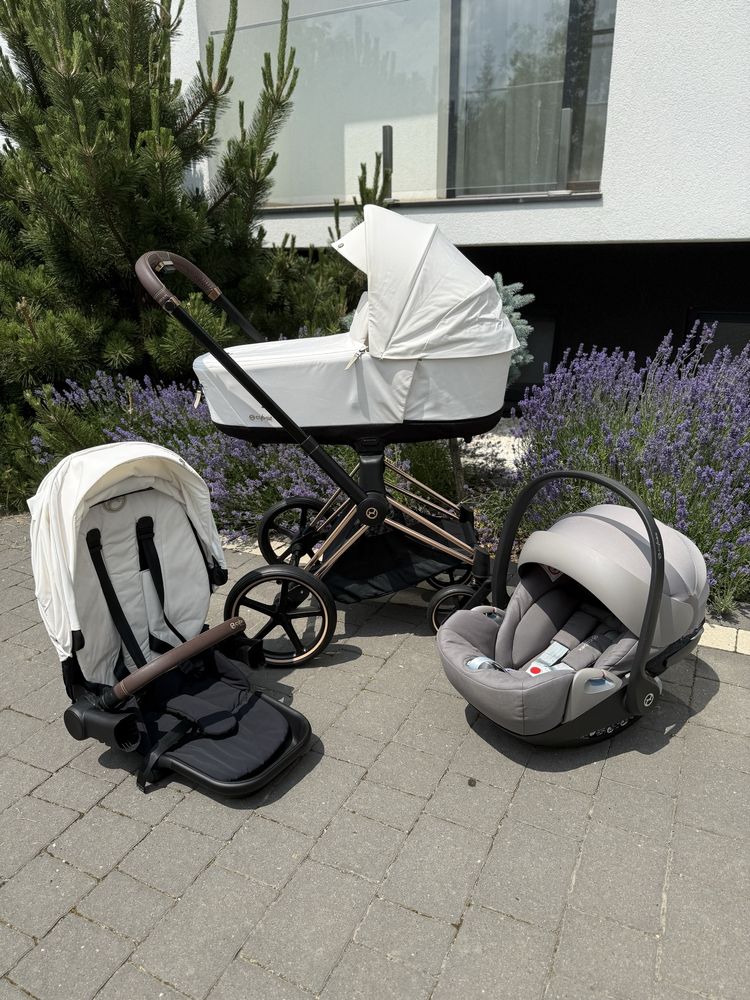 Cybex priam 4.0 3в1 Off White, шасі Rosegold.