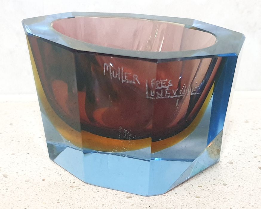 rara taça ARTGLAS francês antiga -assinada Muller Freres Luneville