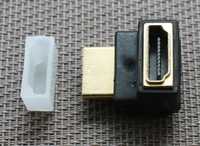 Adaptador para cabo HDMI 90.º banhado a ouro (NOVO SEM USO)