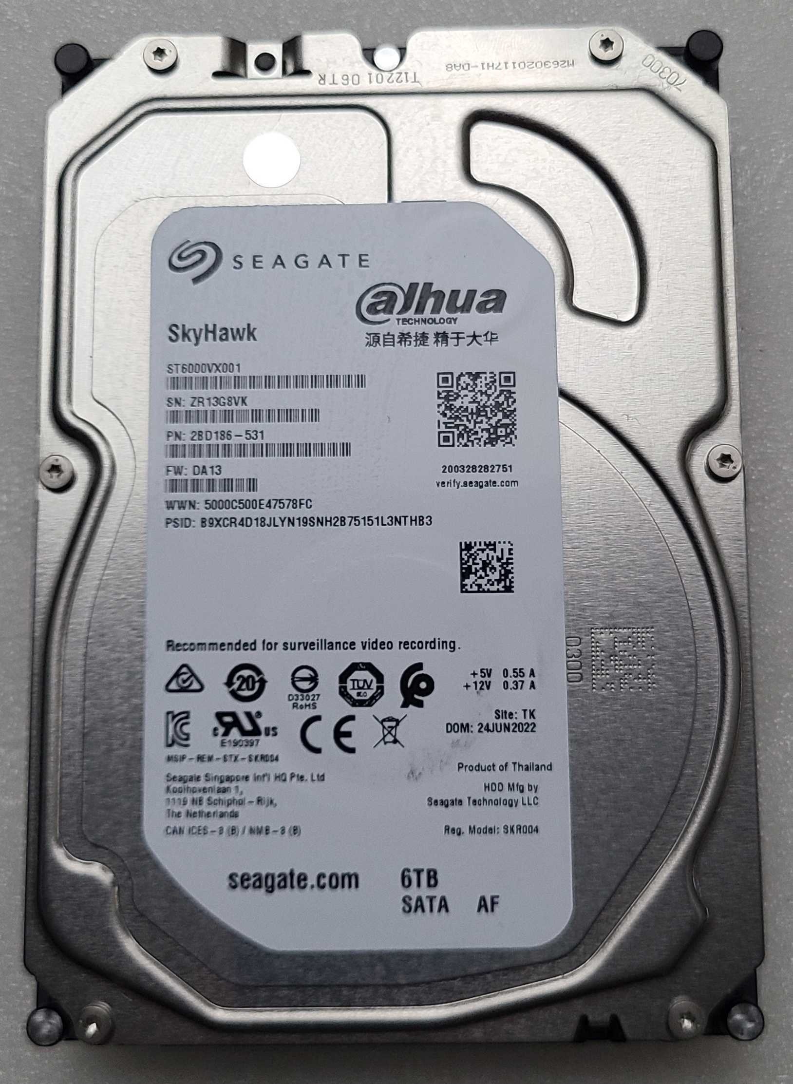 Жорсткий диск 6TB HDD Seagate SkyHawk ST6000VX001