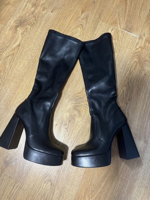 Демісезоні шкіряні ботфорти до коліна