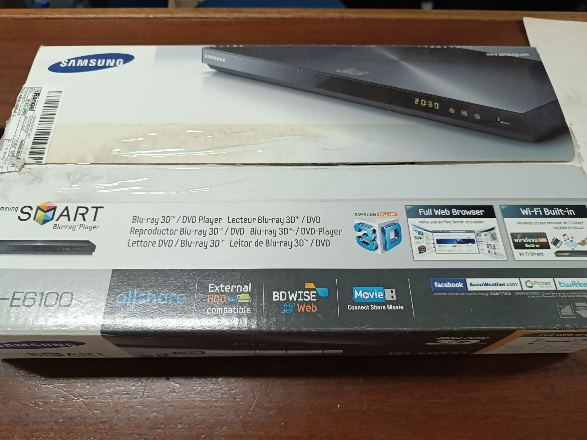 Leitor de DVD Samsung Blue-ray 3D Full HD (novo)