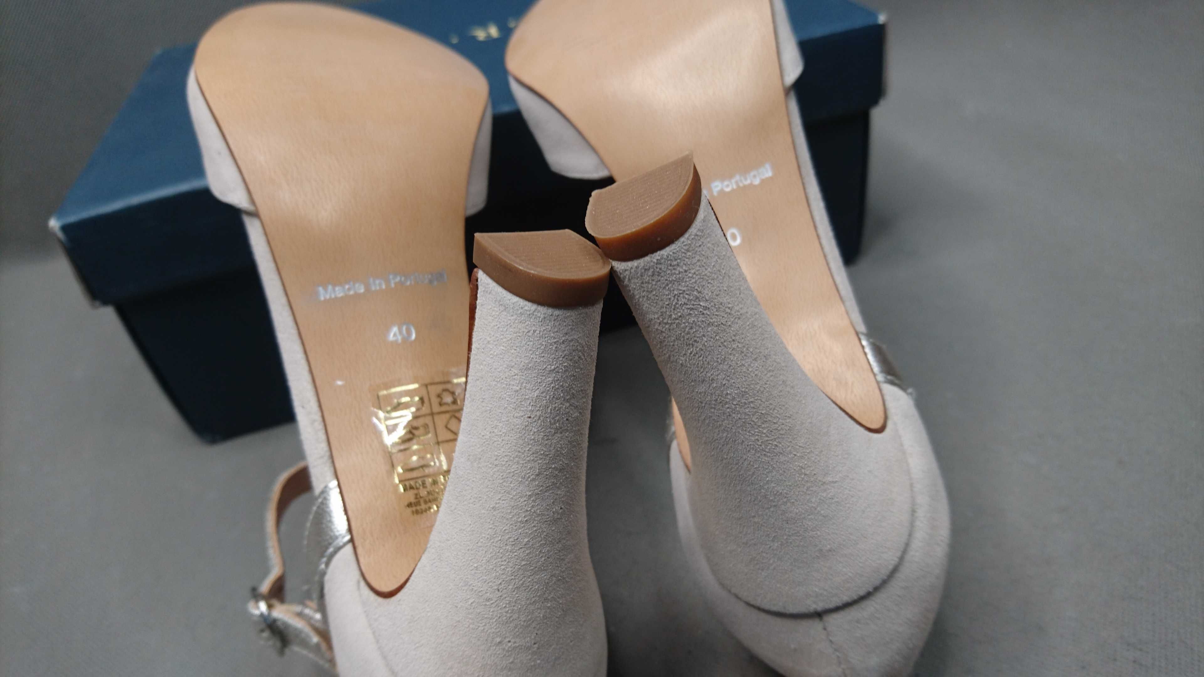 Buty Szpilki Czółenka Pier One High Heels Leather Pumps Beige R.40
