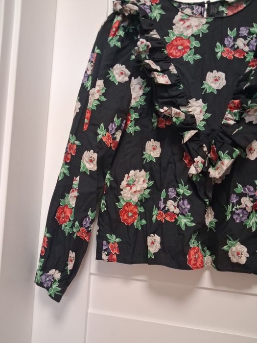 Zara czarna bluzka damska w kwiaty M