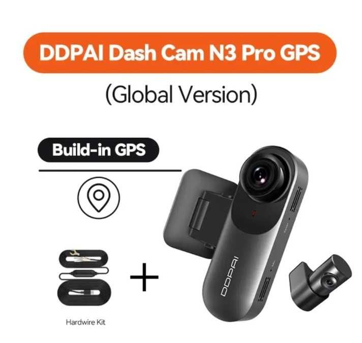 Відеореєстратор DDPAI Dash Cam mola N3 pro + задня кам, GPS версія