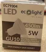 Nowa żarówka LED GU10 5W 450lm 120 ° barwa naturalna 4000K Eco Light