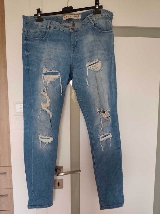 spodnie jeansy z rozdarciami damskie 44