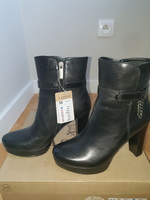 LASOCKI botki skórzane, ocieplane