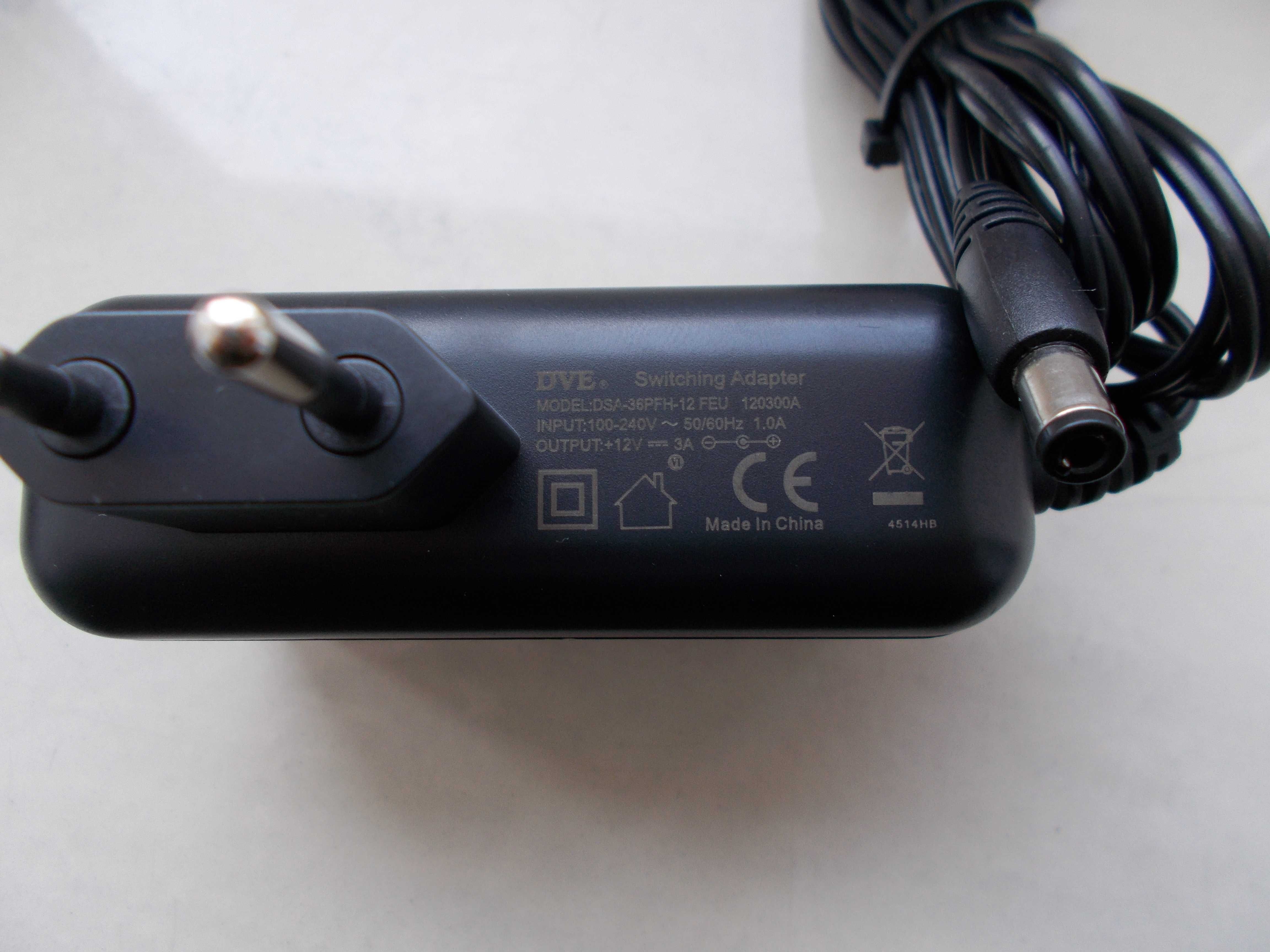 Zasilacz DVE nowy oryginalny 12V 3A do dekoderów NC+ taśm led
