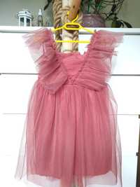 H&M nowa sukienka tiulowa różowa z falbanką