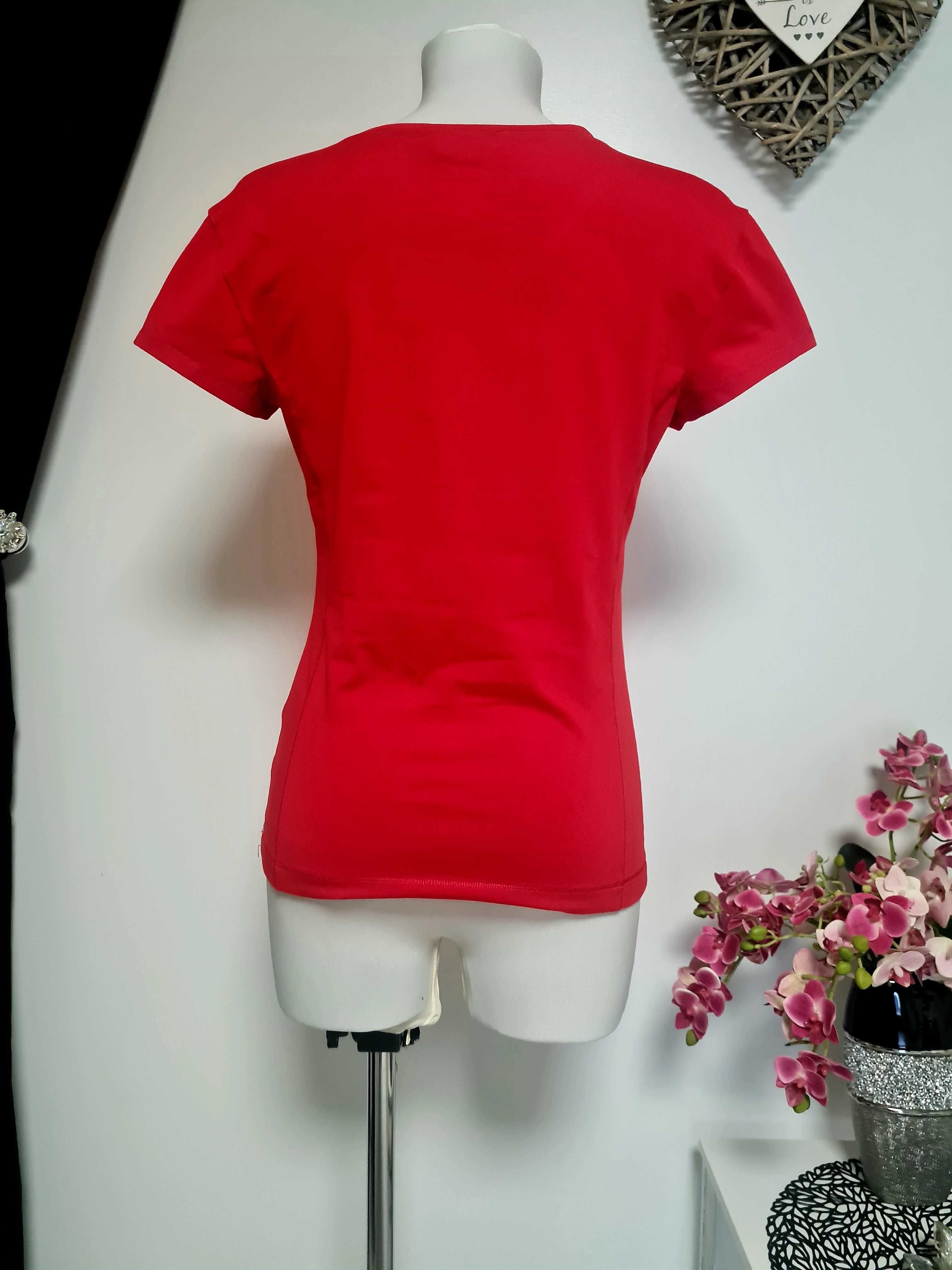 402. Sportowa czerwona bluzka damska koszulka Adidas L 40
