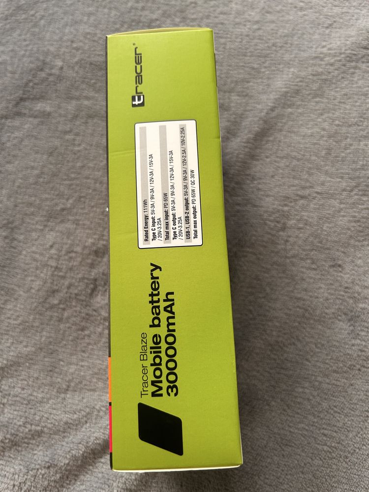 Powerbank Tracer Blaze, 30000 mAh, 65 W, czarny Gwarancja
