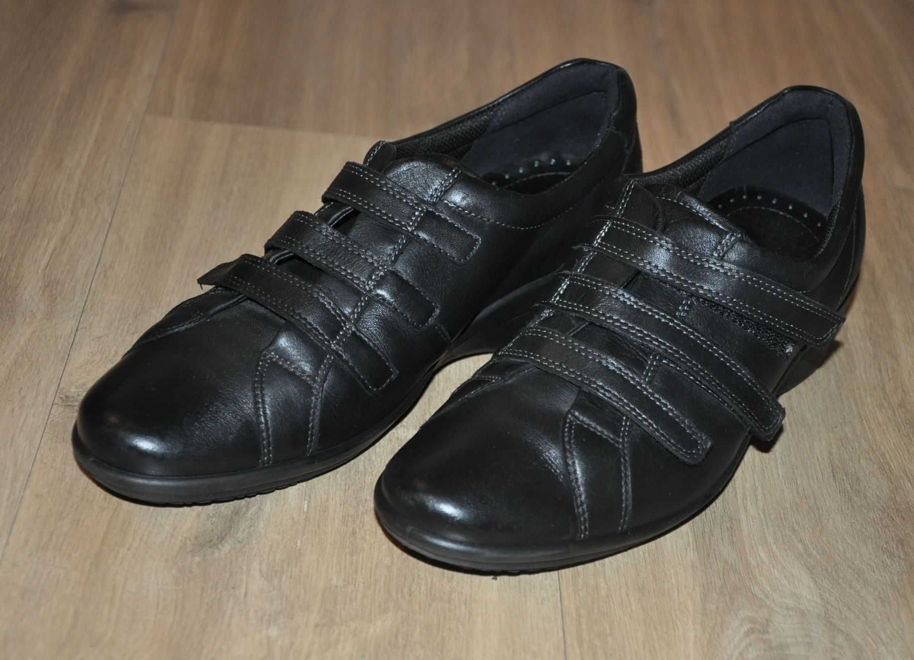 ECCO R.41 półbuty, skórzane sneakersy na 3 rzepy, buty na co dzień