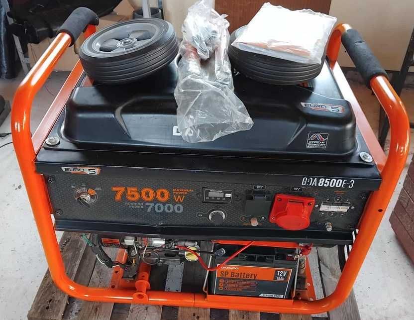 Agregat Prądotwórczy 3-fazowy Daewoo 7,5kwh Stan Bdb GDA8500E-3