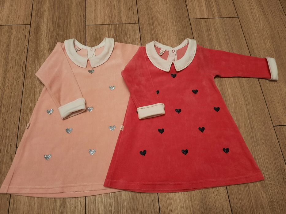 Urocze sukienki welurowe r.86 dla bliźniaczek POLSKI PRODUCENT