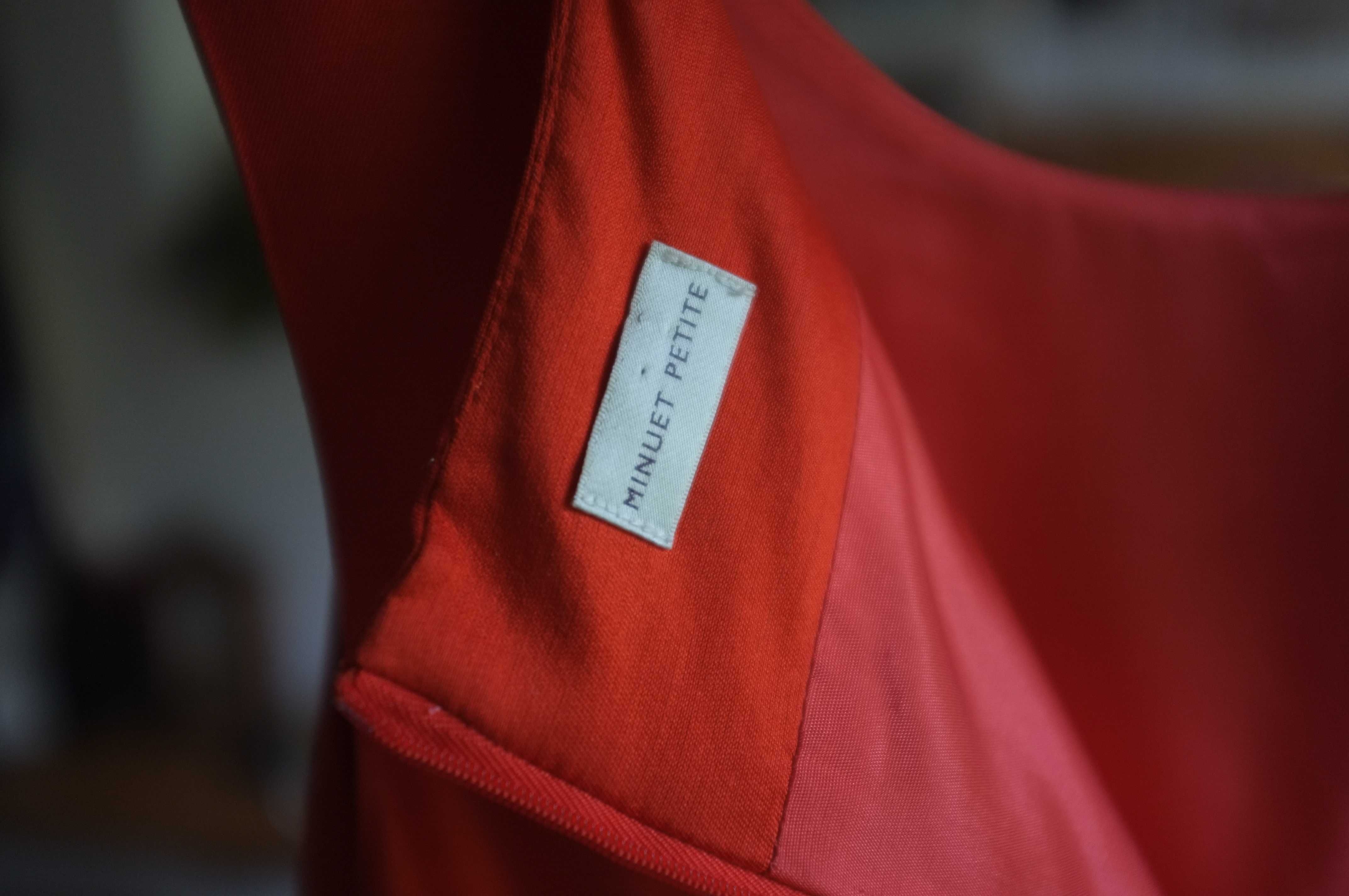 elegancka pomarańczawa sukienka retro Minuet petite jedwab klasyczna