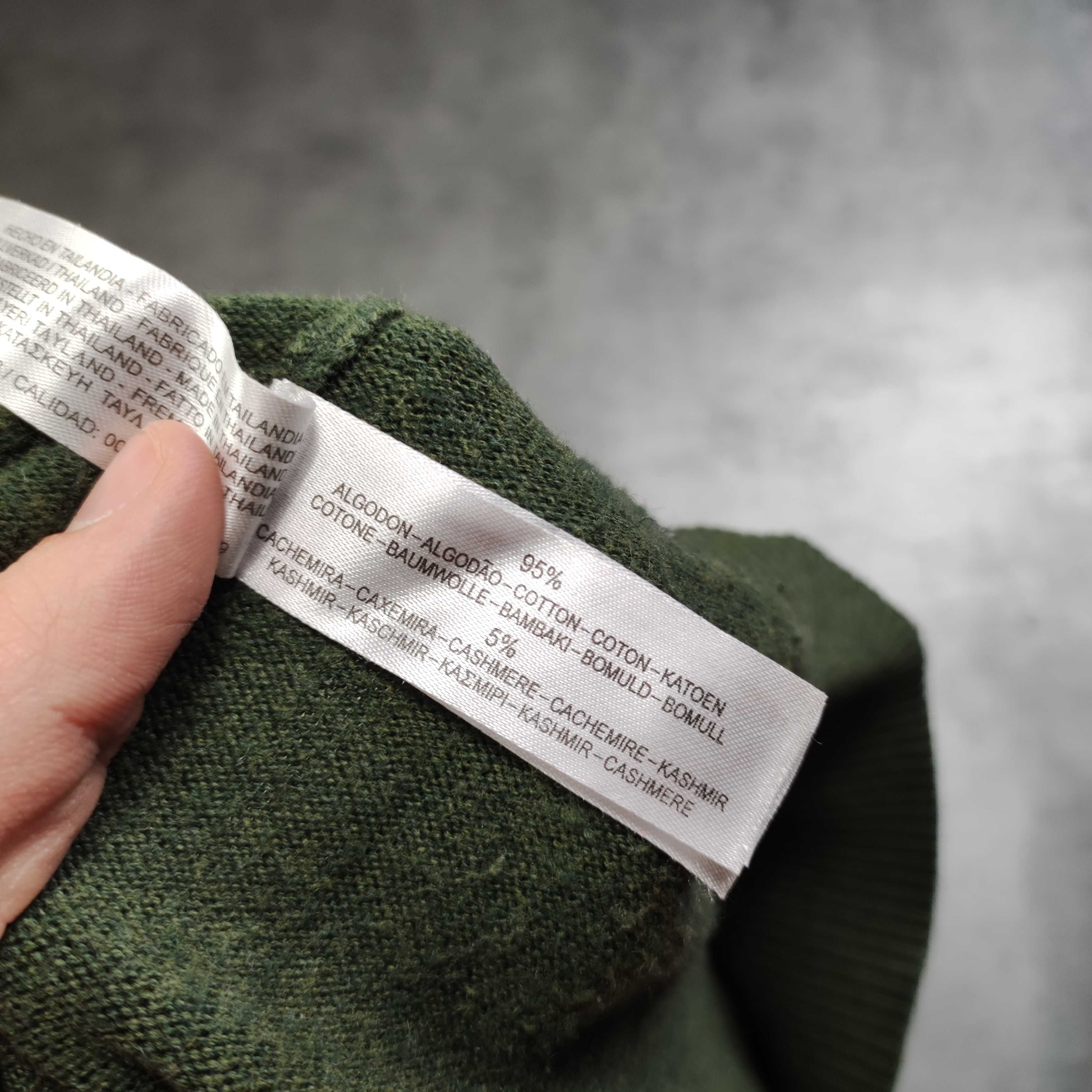 MĘSKI PREMIUM Sweter Stójka Bawełna Oliwkowy Massimo Dutti Kaszmir