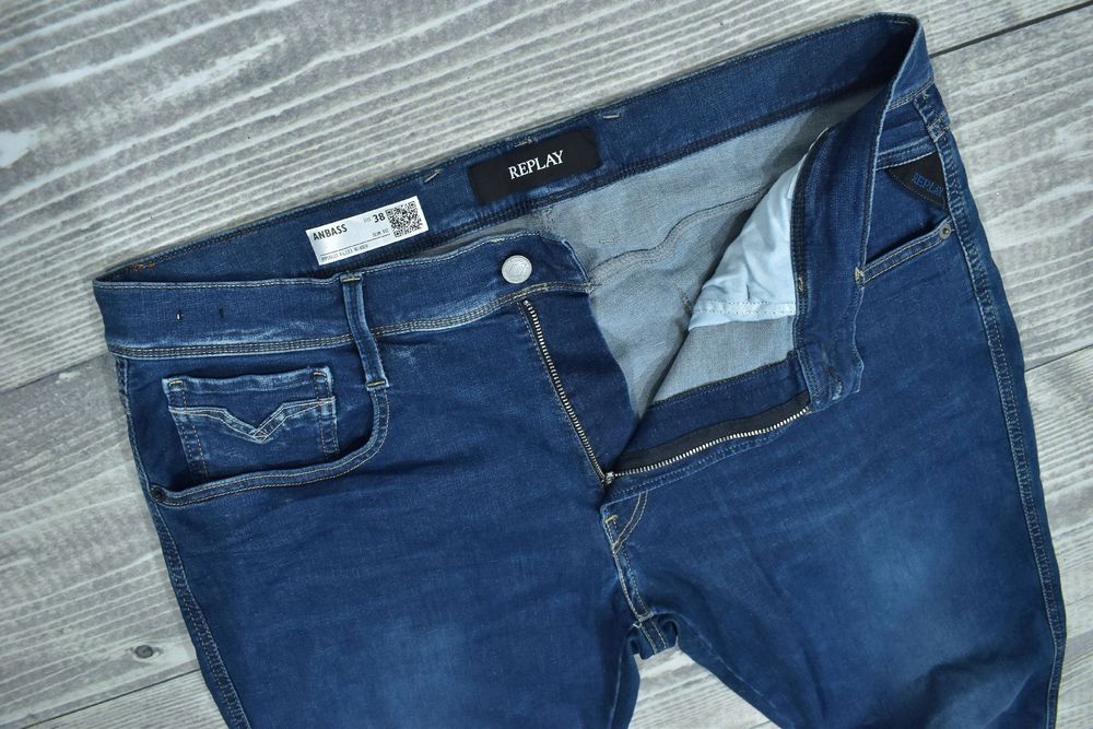 Replay Anbass Męskie Spodnie Dżinsowe W38 L32